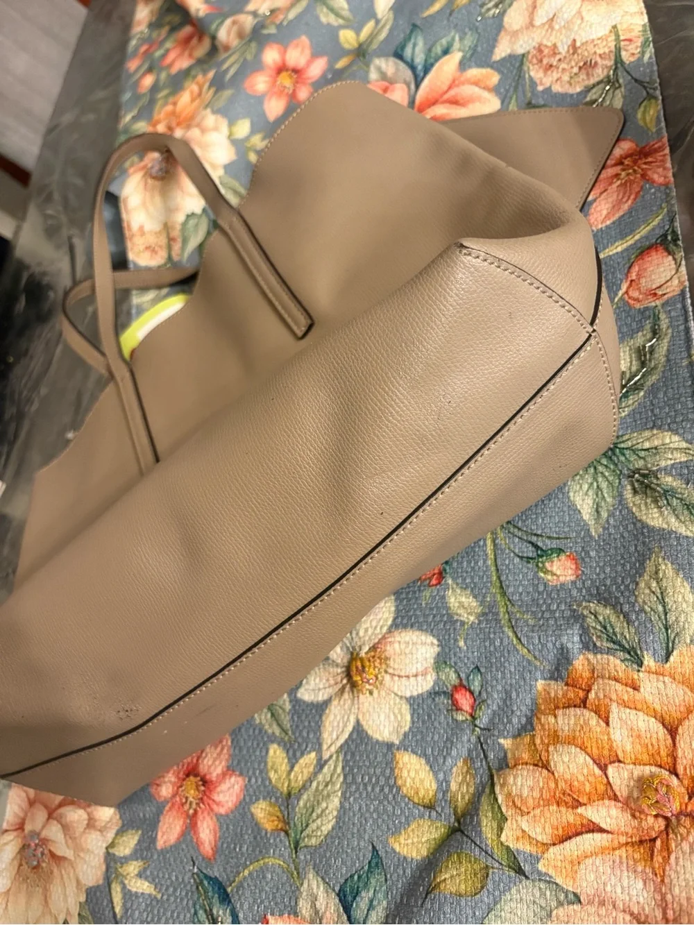 Fendi Taupe Leather Tote with Signature Round Logo